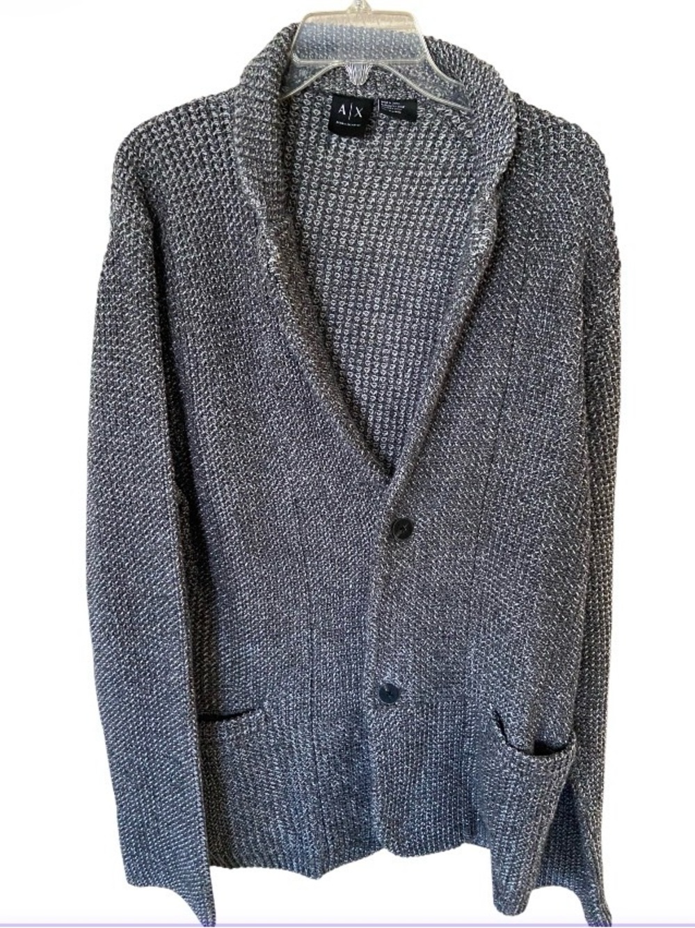 A|X Armani Exchange Black and Gray Knit Sweater blazer size XXL in heather grey